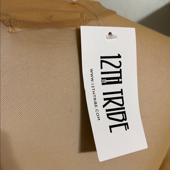 12th Tribe Tan Mesh Wrap Blouse - Picture 5 of 6